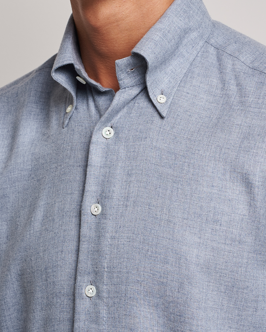 Herren | Hemden | 100Hands | Cotton Button Down Flannel Shirt Grey