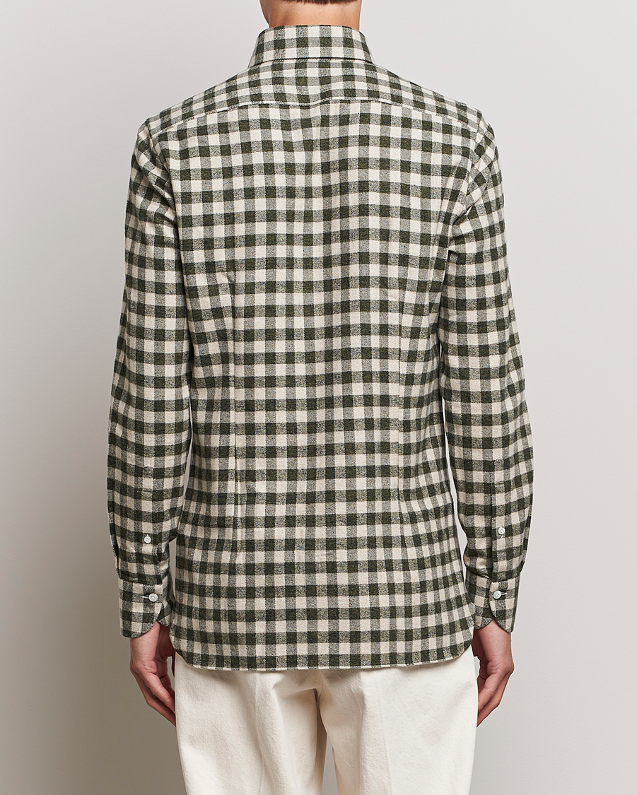 Herren | Hemden | 100Hands | Checked Cotton Flannel Shirt Green Grey