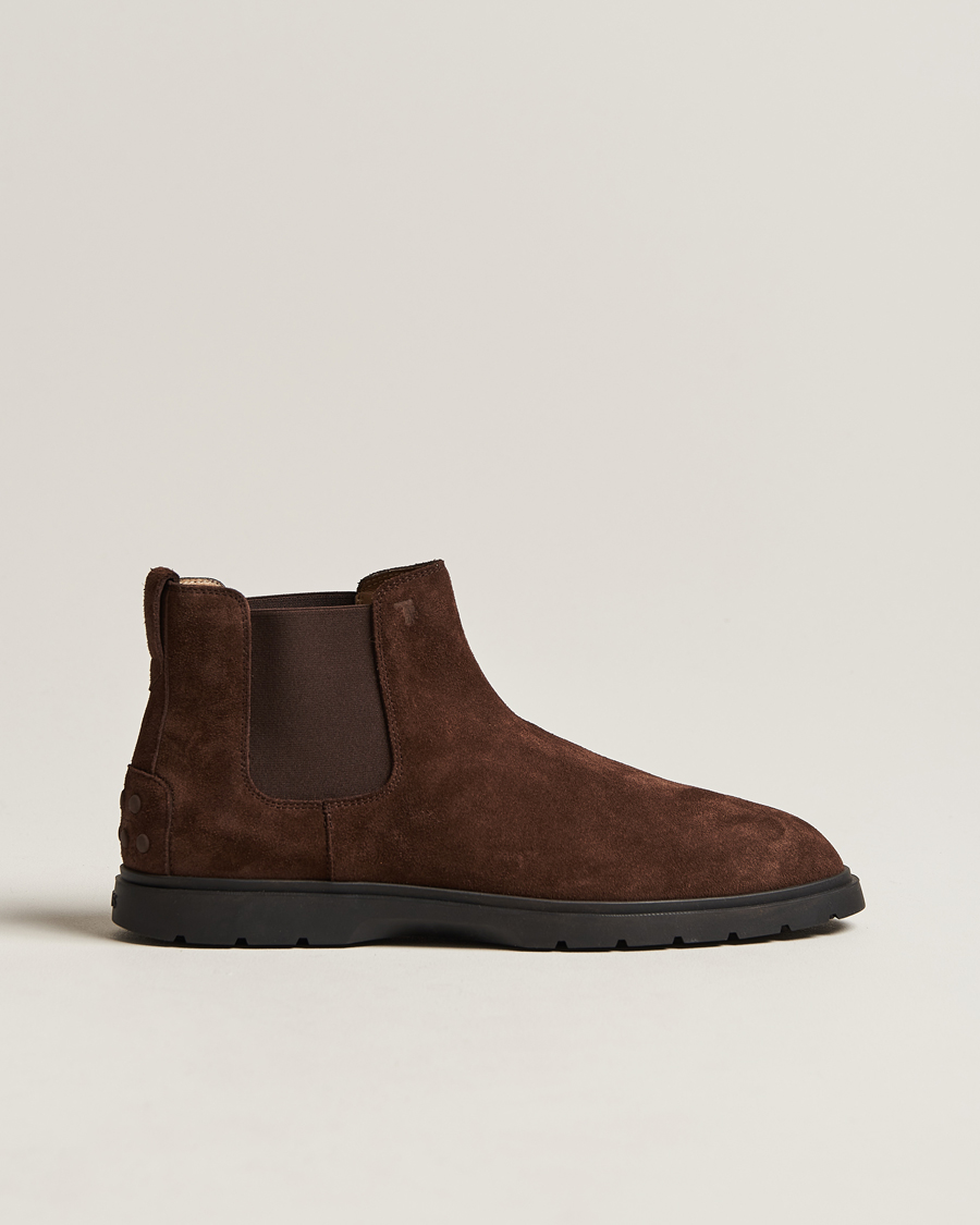 Herren | Tod's Tronchetto Chelsea Boots Dark Brown Suede | Tod's | Tronchetto Chelsea Boots Dark Brown Suede