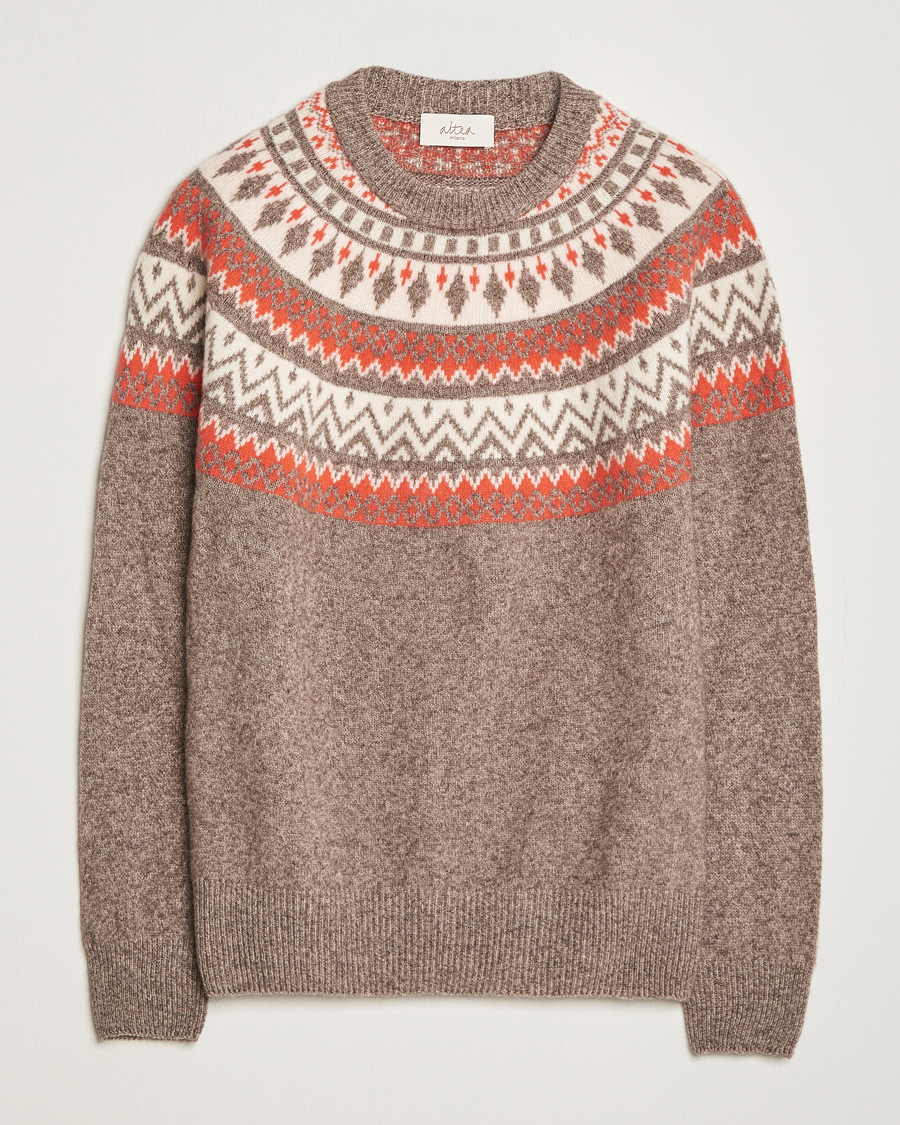 Herren | Pullover | Altea | Cashmere Blend Norwegian Sweater Beige/Red