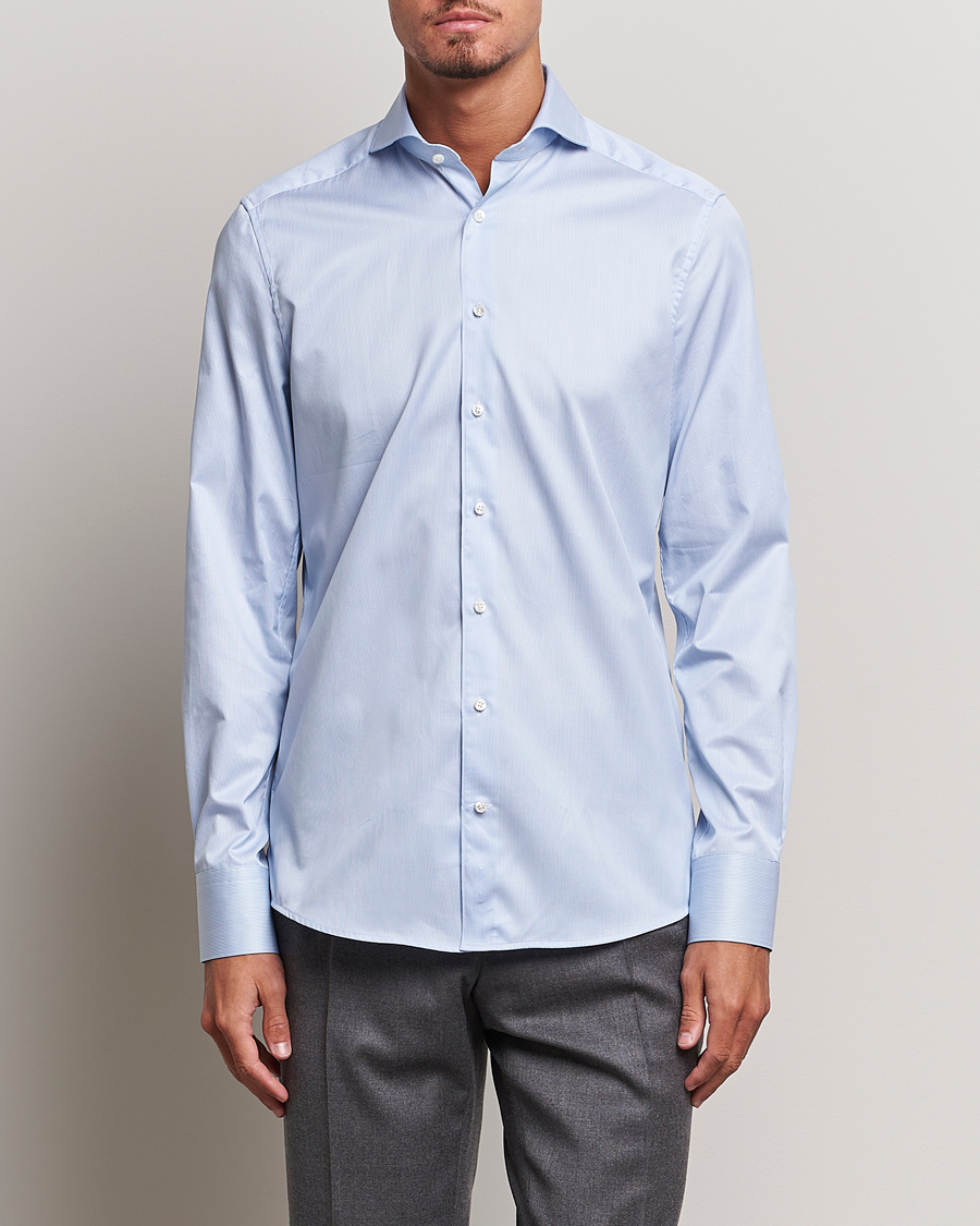 Herren | Hemden | Stenströms | 1899 Slim Supima Cotton Twill Stripe Shirt Blue