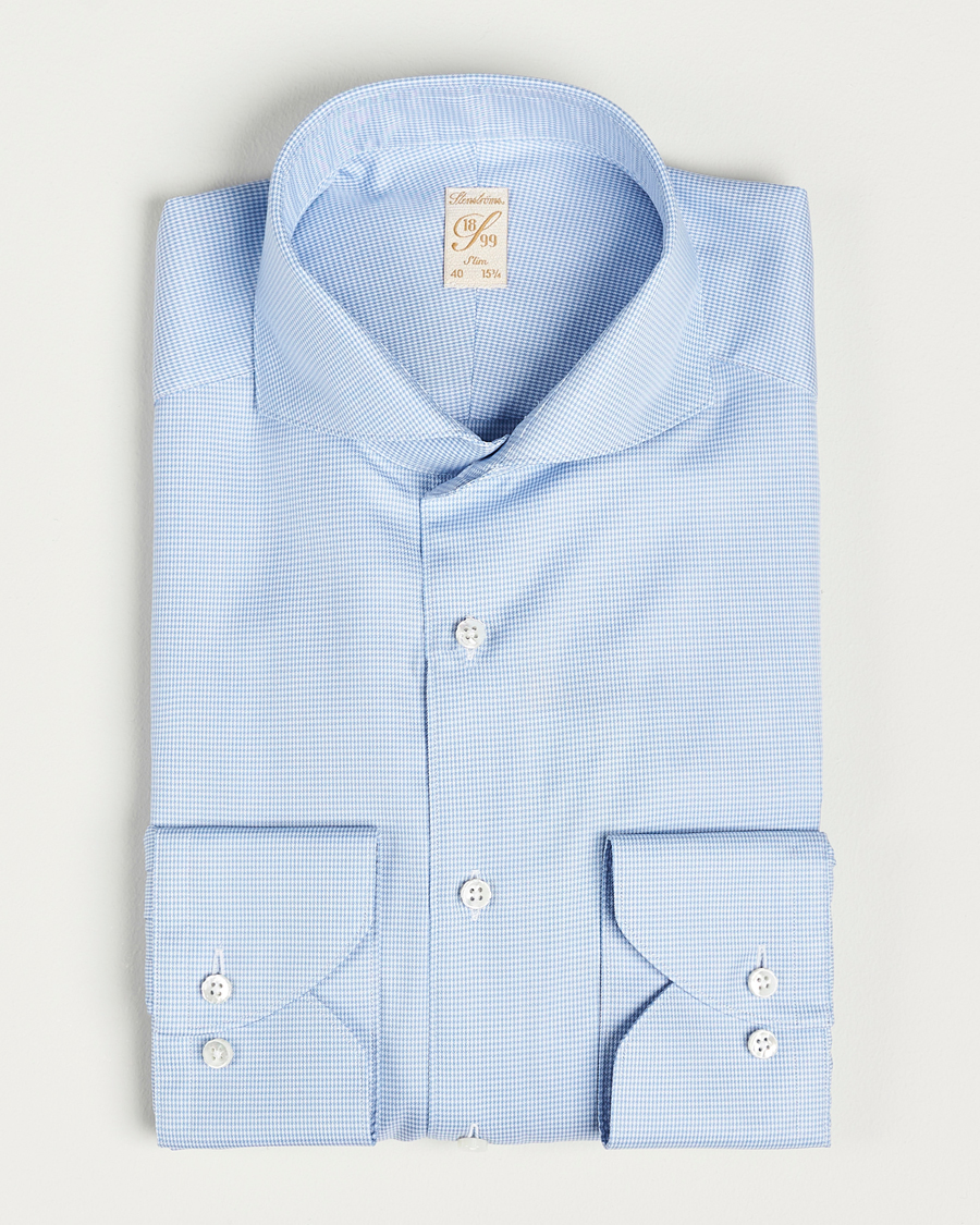 Herren | Hemden | Stenströms | 1899 Slim Supima Cotton Houndtooth Shirt Blue
