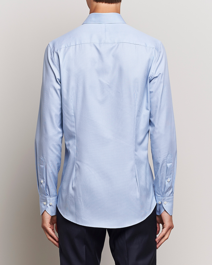 Herren | Hemden | Stenströms | 1899 Slim Supima Cotton Houndtooth Shirt Blue
