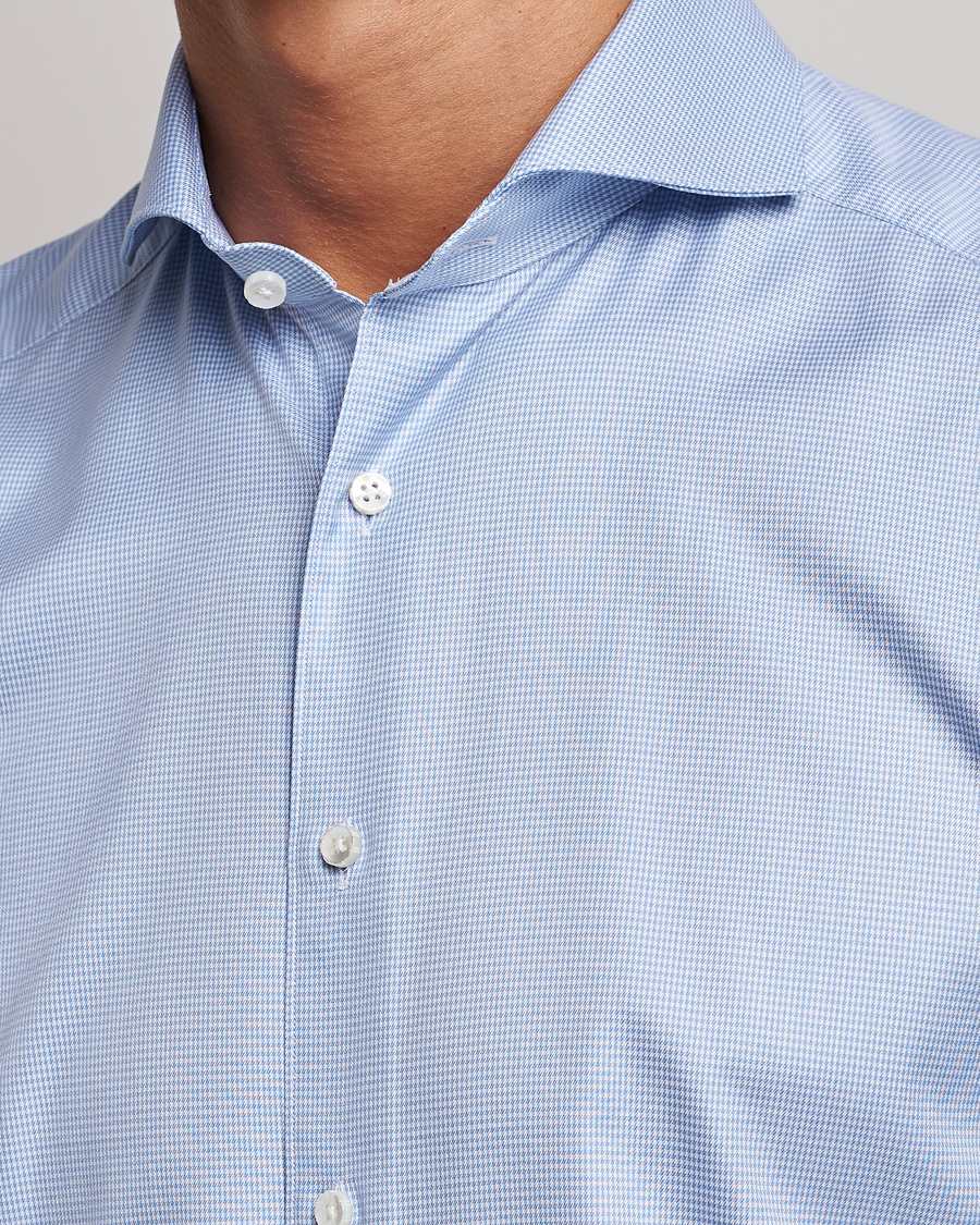 Herren | Hemden | Stenströms | 1899 Slim Supima Cotton Houndtooth Shirt Blue