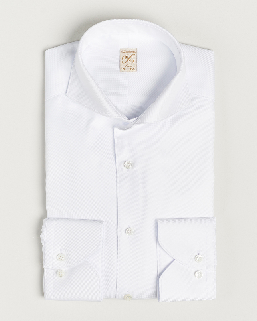 Herren | Hemden | Stenströms | 1899 Slim Supima Cotton Twill Shirt White