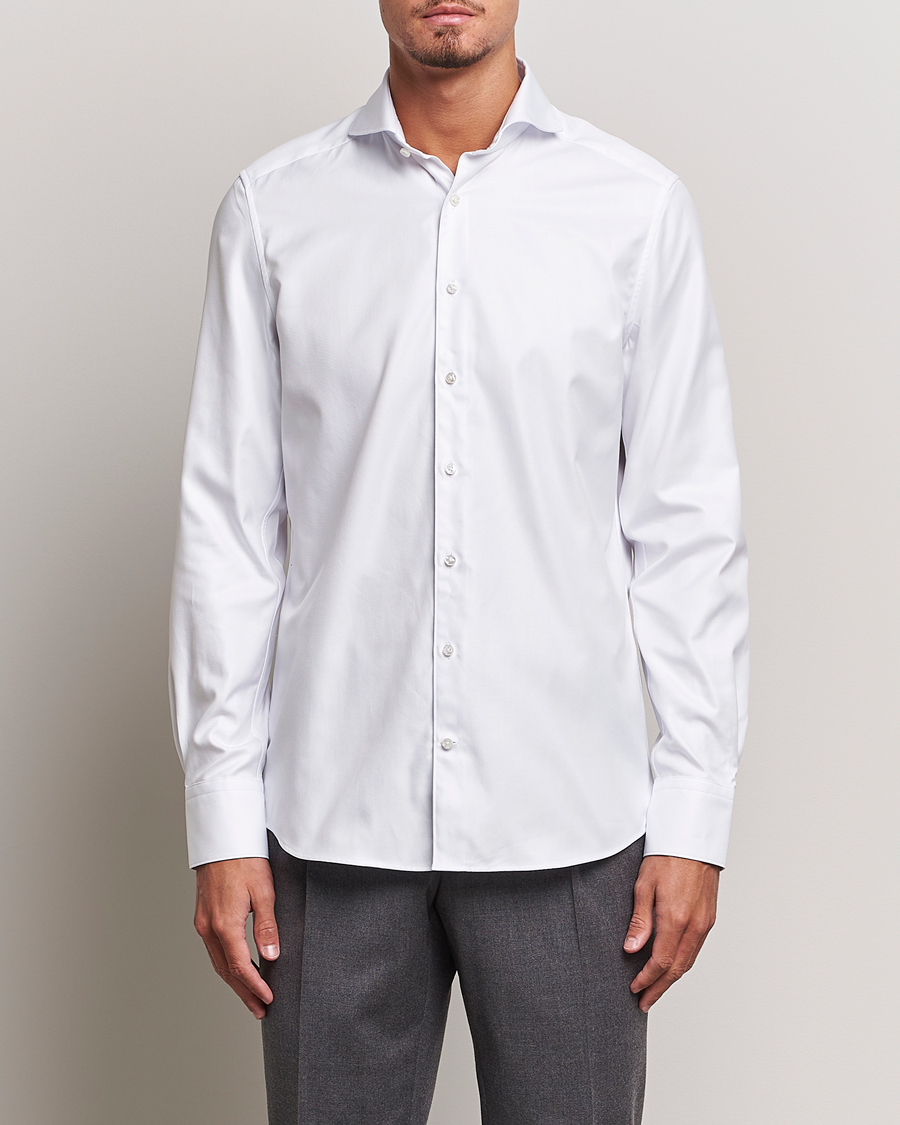 Herren | Stenströms | Stenströms | 1899 Slim Supima Cotton Twill Shirt White