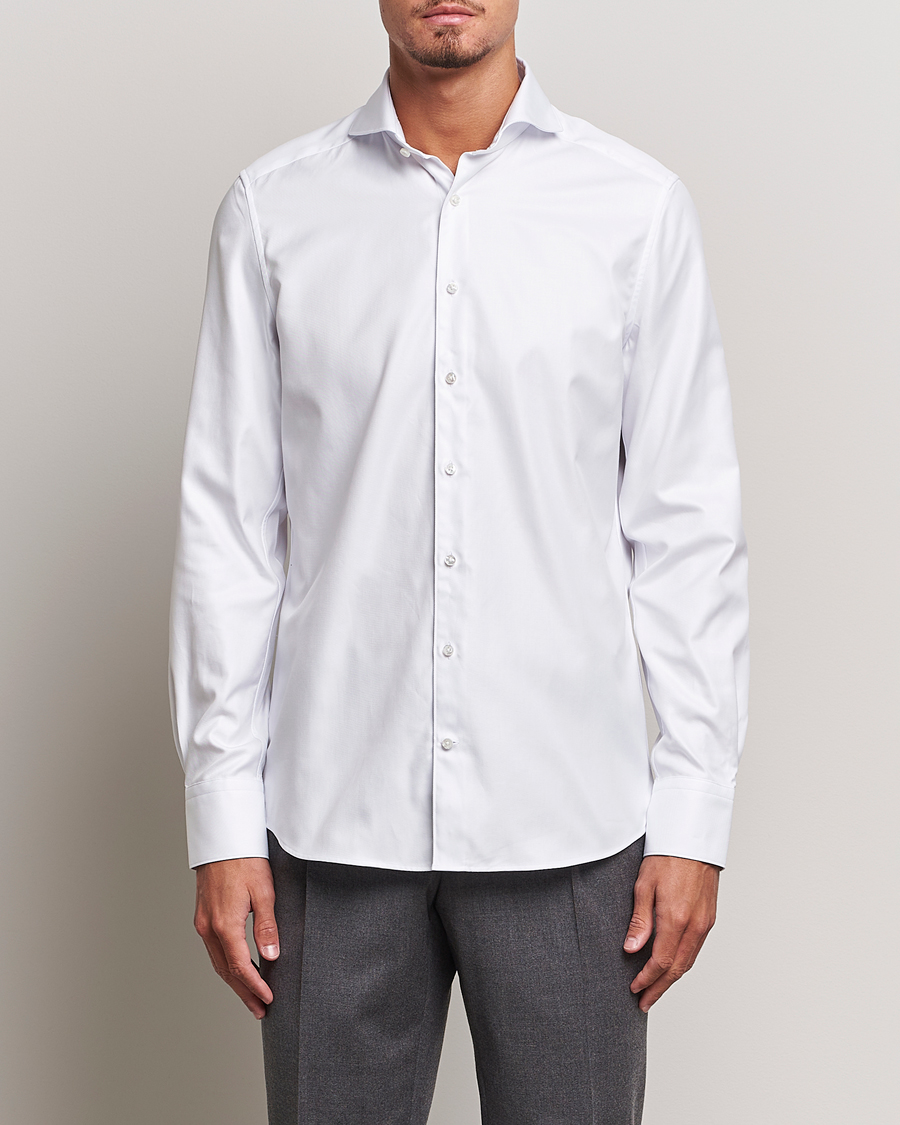 Herren | Hemden | Stenströms | 1899 Slim Supima Cotton Twill Shirt White