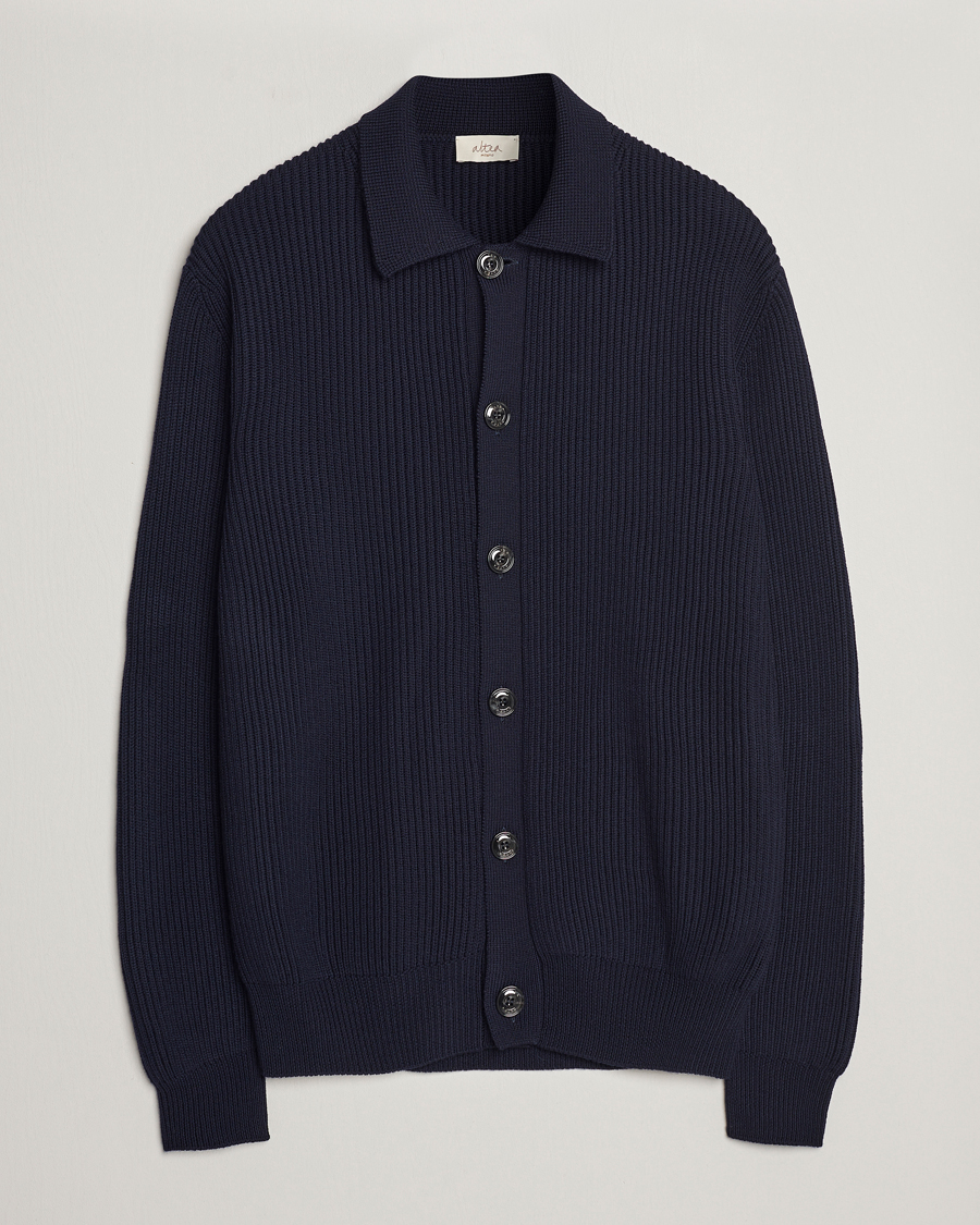 Herren | Pullover | Altea | Rib Wool Cardigan Navy