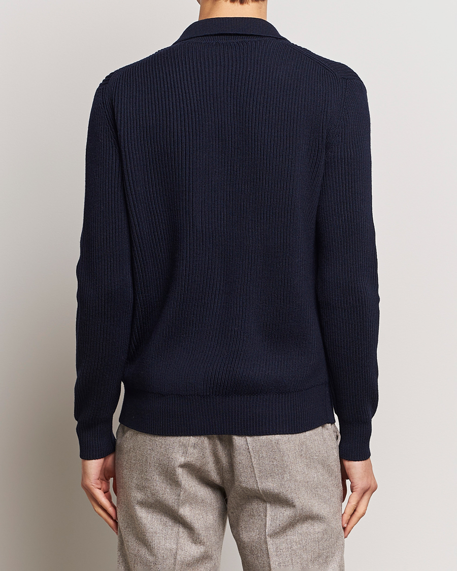 Herren | Pullover | Altea | Rib Wool Cardigan Navy