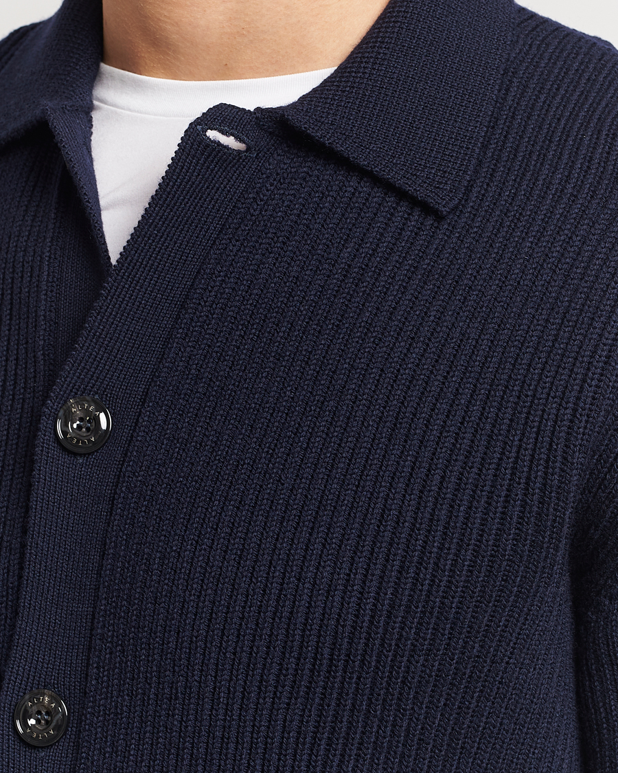 Herren | Pullover | Altea | Rib Wool Cardigan Navy