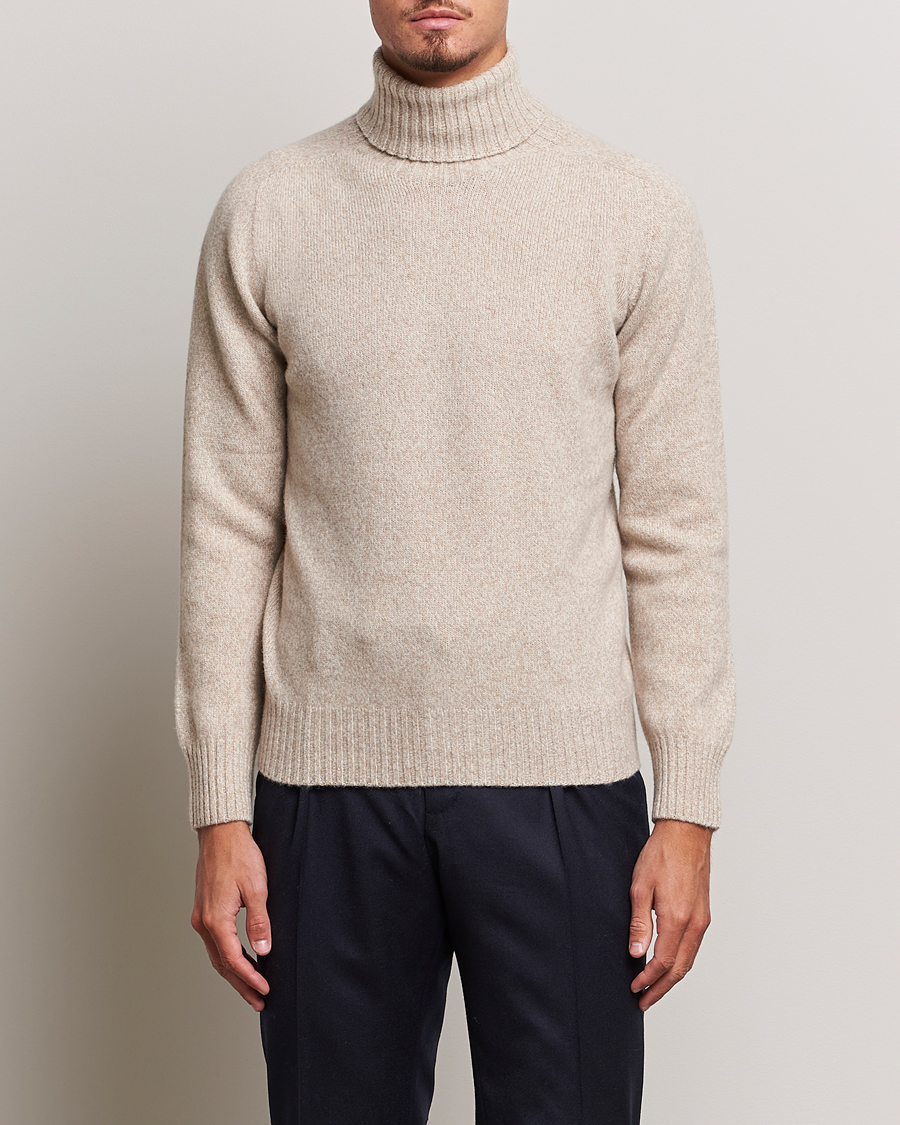 Herren | Pullover | Altea | Wool/Cashmere Crew Neck Rollneck Beige Melange