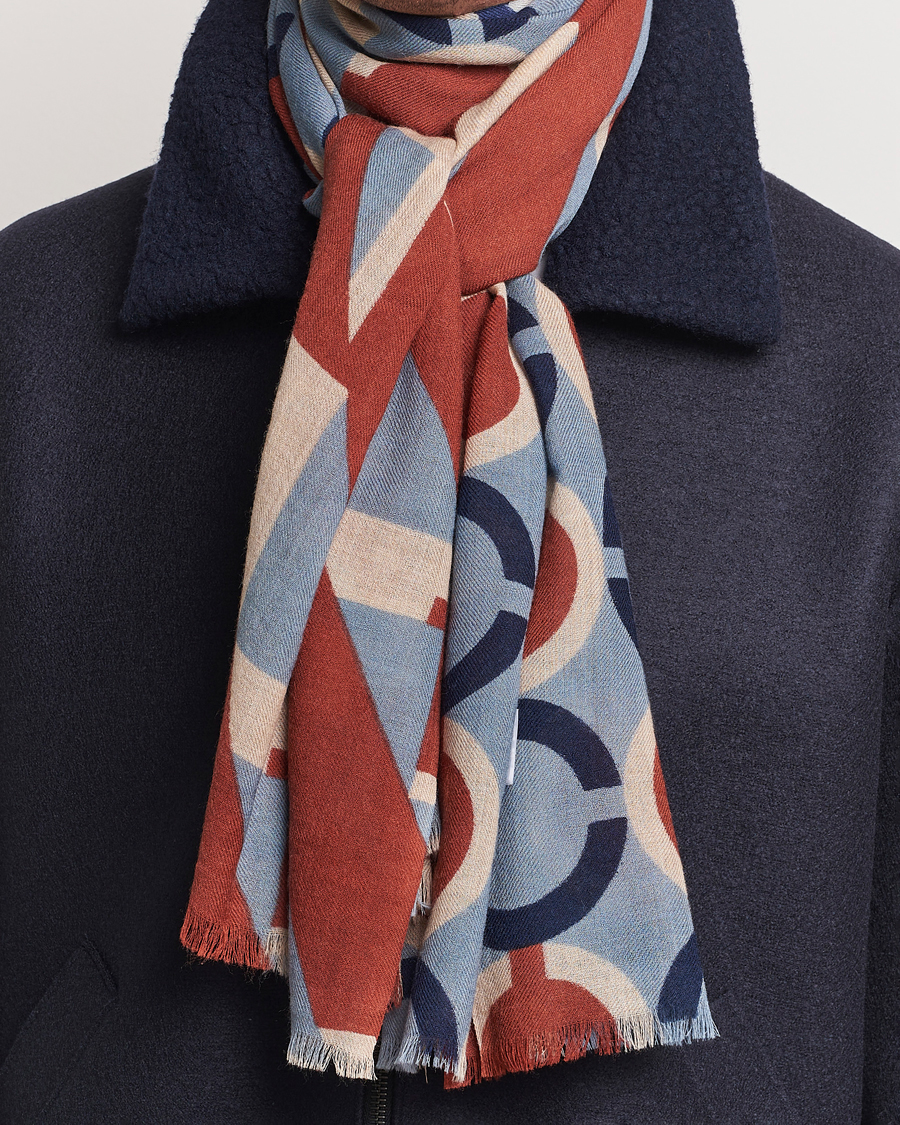 Herren | Altea Printed Wool Scarf Brick | Altea | Printed Wool Scarf Brick