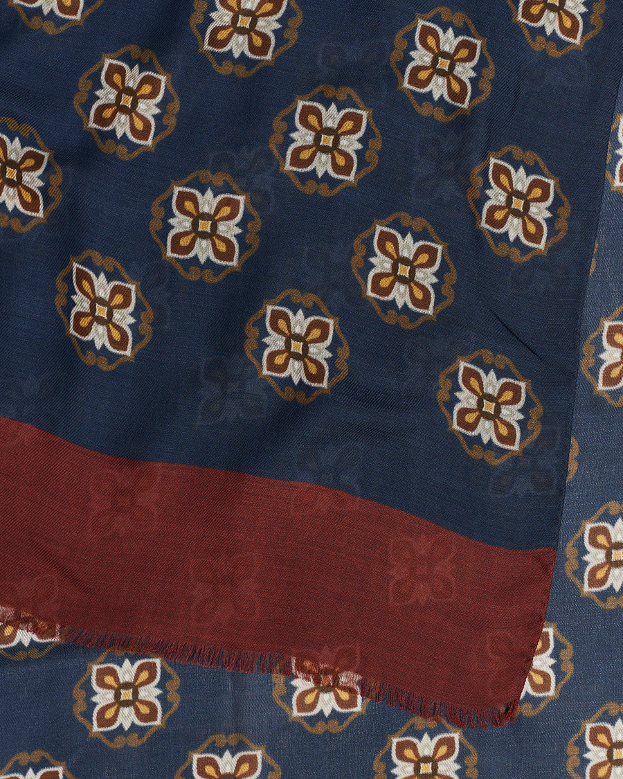 Herren | Altea Printed Medallion Wool Scarf Navy | Altea | Printed Medallion Wool Scarf Navy