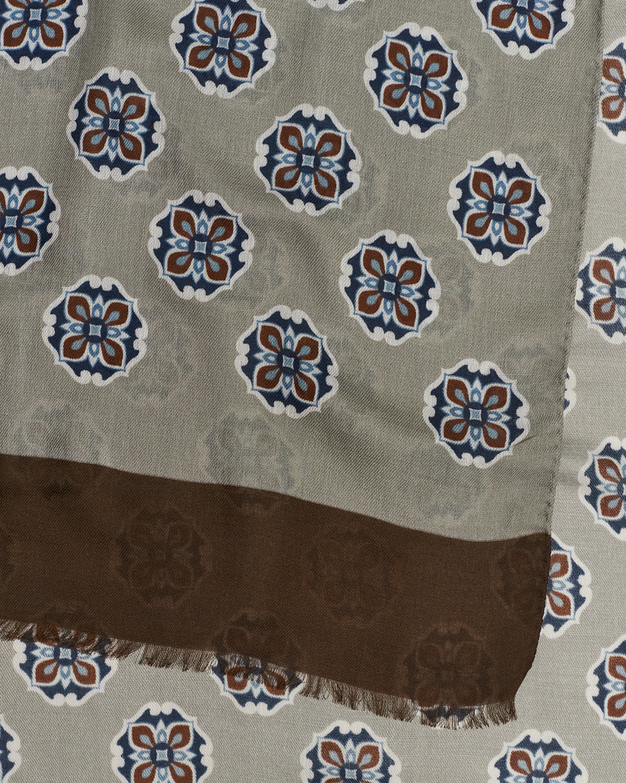 Herren | Altea Printed Medallion Wool Scarf Light Grey | Altea | Printed Medallion Wool Scarf Light Grey