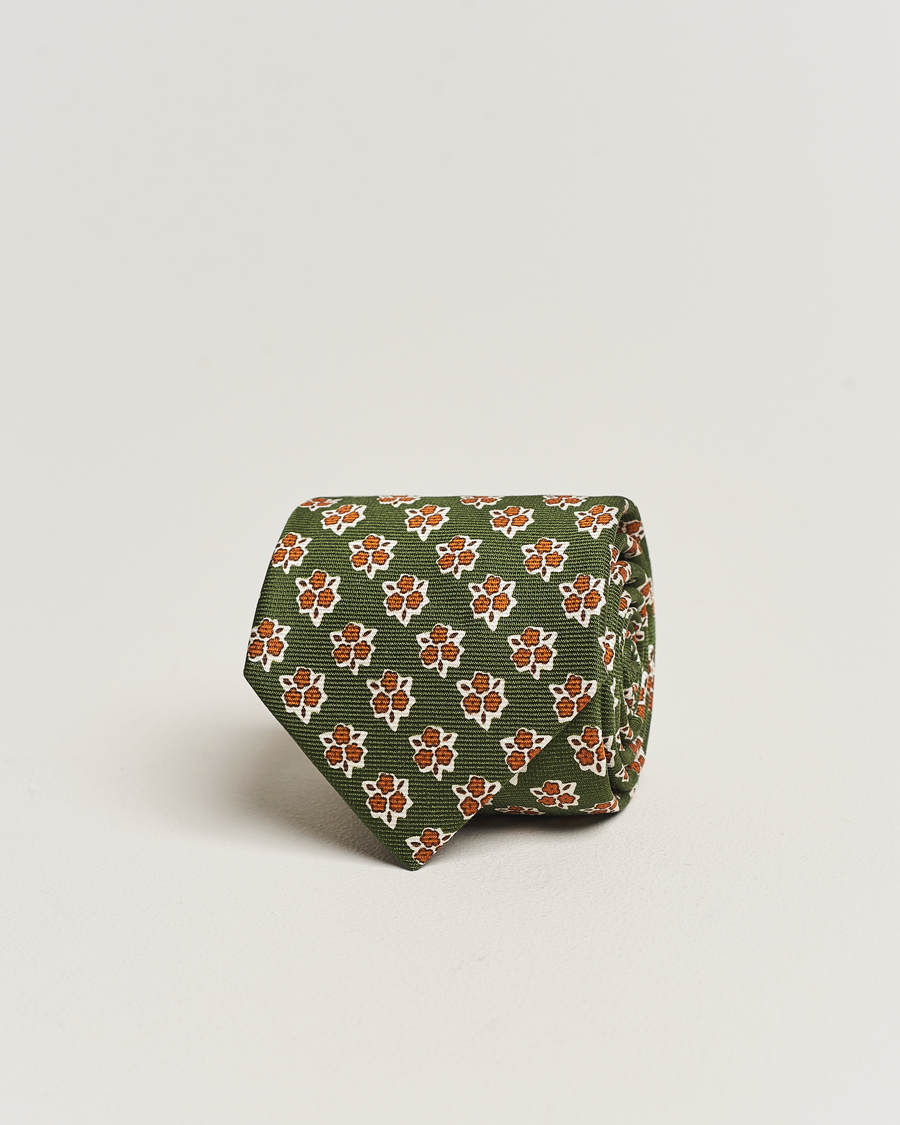 Herren | Altea Printed Silk Tie Green | Altea | Printed Silk Tie Green