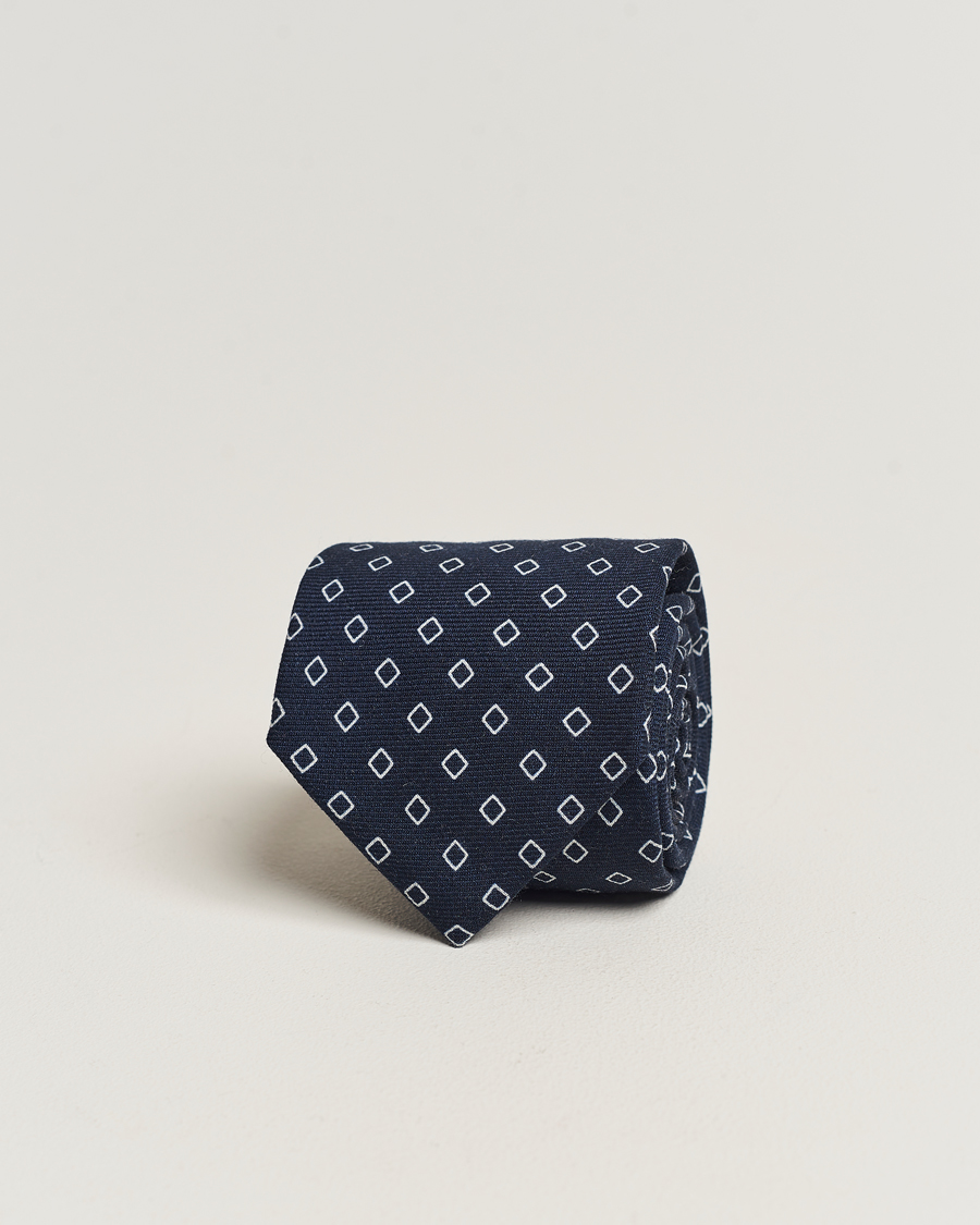 Herren | Altea Printed Wool Tie Navy | Altea | Printed Wool Tie Navy
