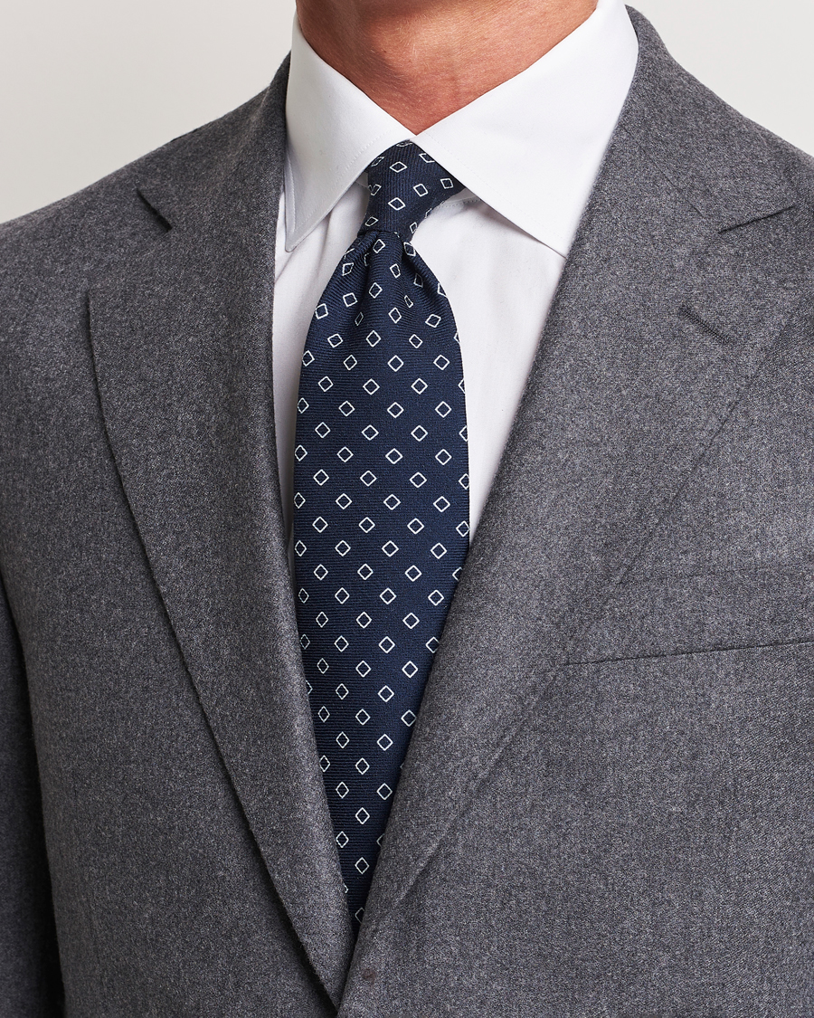 Herren | Altea Printed Wool Tie Navy | Altea | Printed Wool Tie Navy
