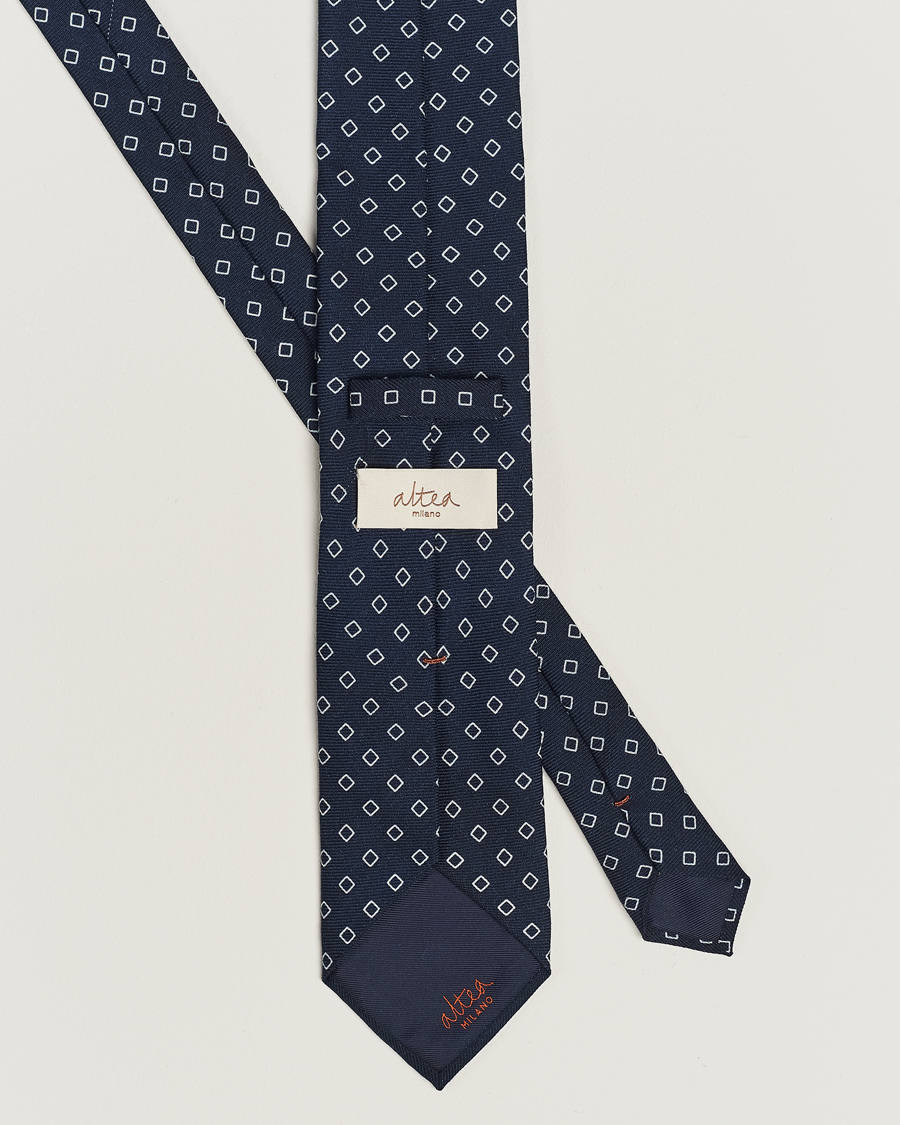 Herren | Altea Printed Wool Tie Navy | Altea | Printed Wool Tie Navy