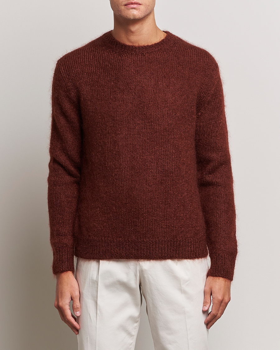 Herren | Pullover | Massimo Alba | Alder Mohair/Silk Crew Neck Burnt Orange