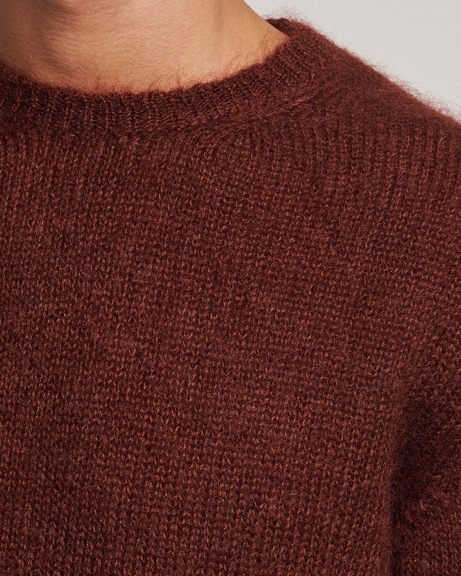 Herren | Pullover | Massimo Alba | Alder Mohair/Silk Crew Neck Burnt Orange