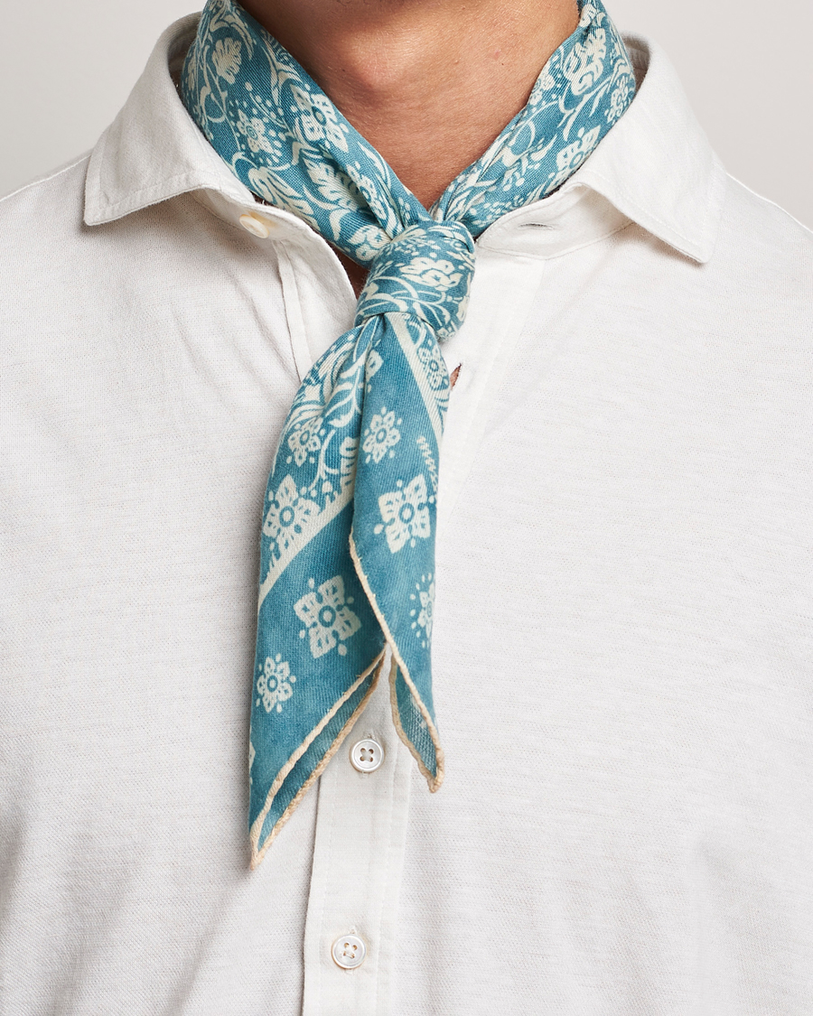 Herren | Massimo Alba Printed Cashmere Bandana Turchese | Massimo Alba | Printed Cashmere Bandana Turchese