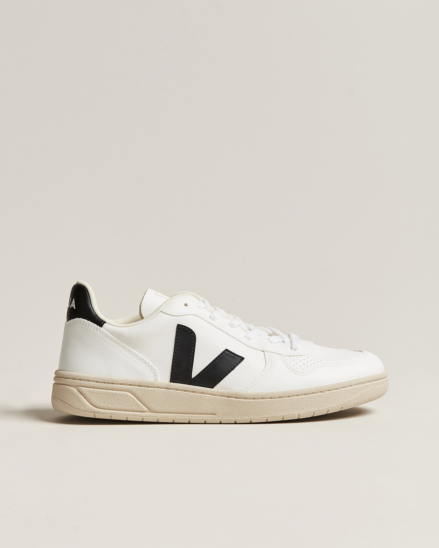 Herren | Veja V-10 Vegan Leather Sneaker White/Black | Veja | V-10 Vegan Leather Sneaker White/Black