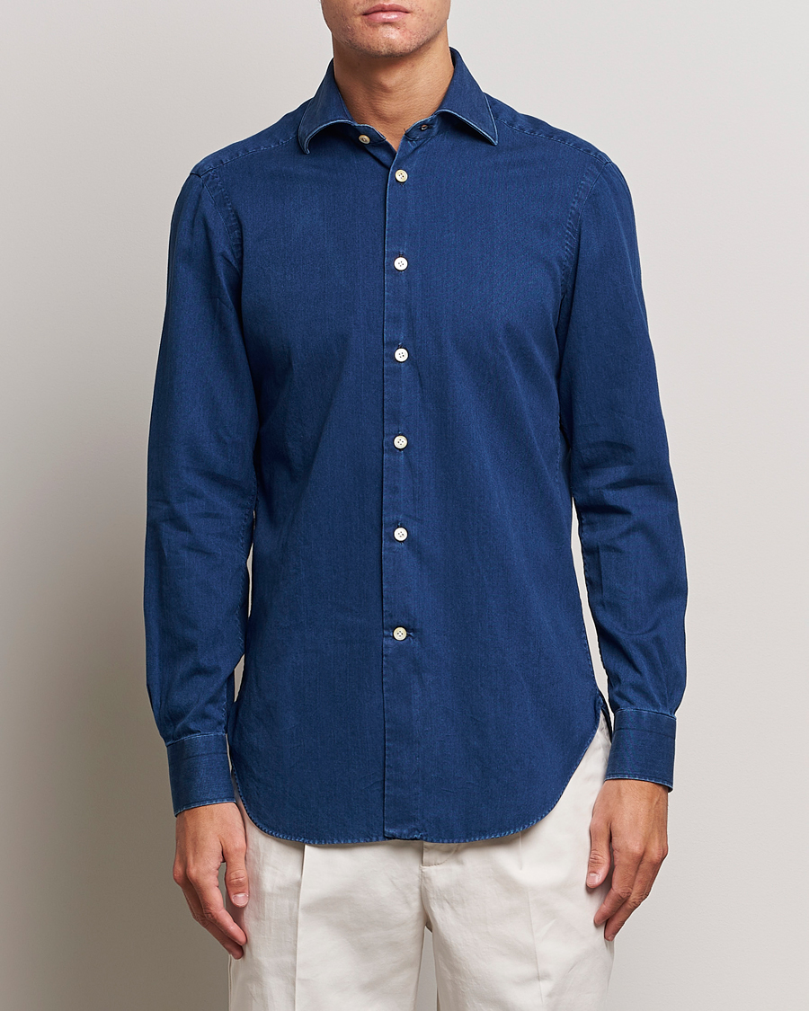 Herren | Hemden | Kiton | Slim Fit Denim Shirt Medium Blue Wash