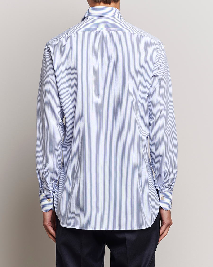 Herren | Hemden | Kiton | Slim Fit Striped Poplin Shirt Light Blue