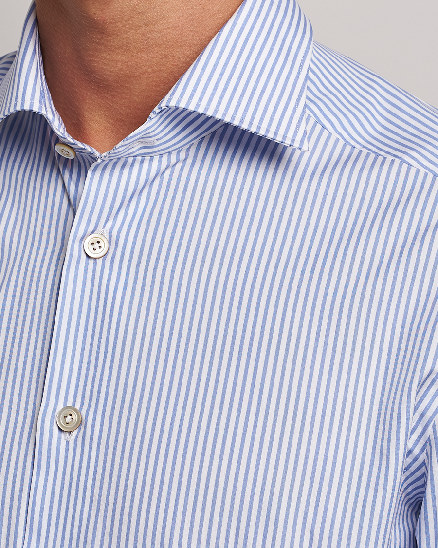 Herren | Hemden | Kiton | Slim Fit Striped Poplin Shirt Light Blue