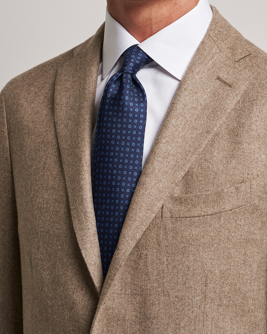 Herren | Kiton Micro Dot Silk Tie Navy | Kiton | Micro Dot Silk Tie Navy