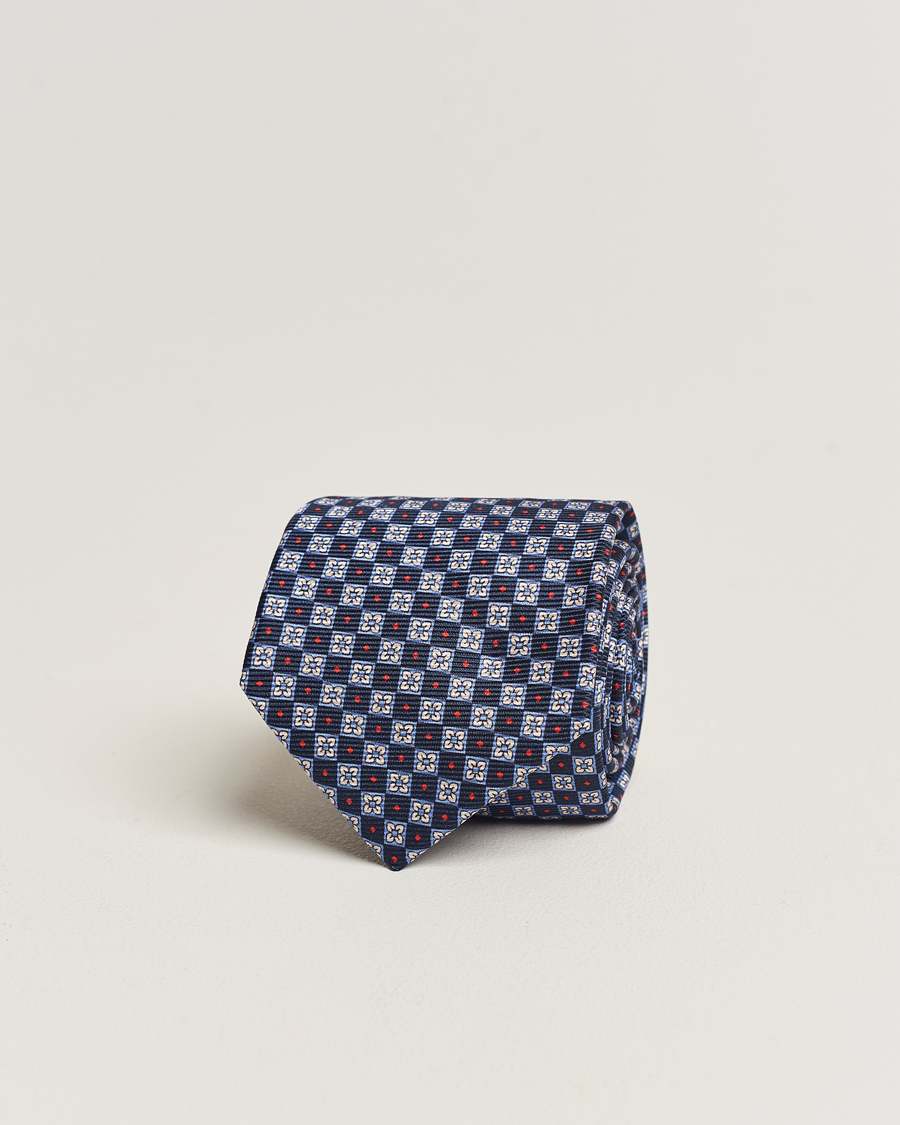 Herren | Kiton Micro Print Silk Tie Navy | Kiton | Micro Print Silk Tie Navy