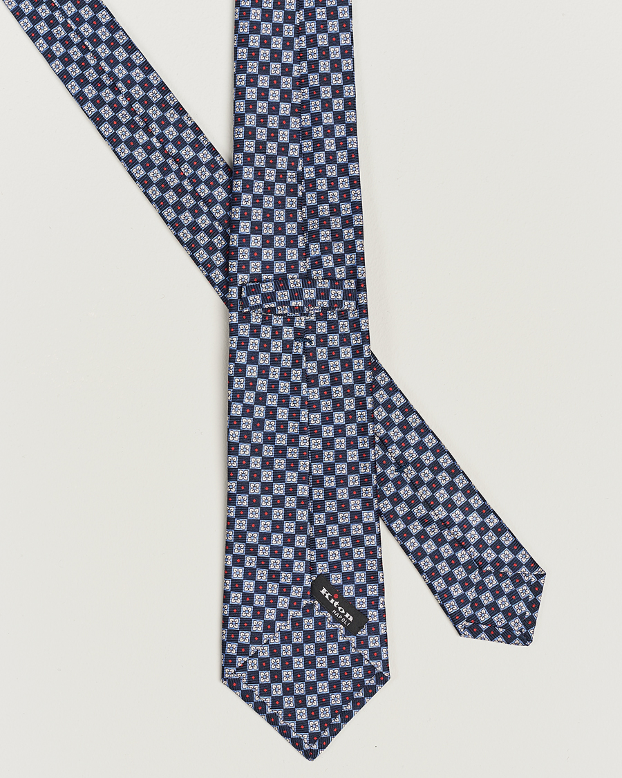 Herren | Kiton Micro Print Silk Tie Navy | Kiton | Micro Print Silk Tie Navy