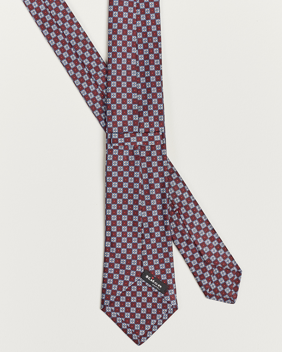 Herren | Kiton Micro Print Silk Tie Burgundy | Kiton | Micro Print Silk Tie Burgundy