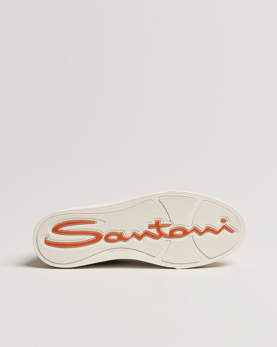 Herren | Santoni Double Buckle Sneakers White/Black | Santoni | Double Buckle Sneakers White/Black