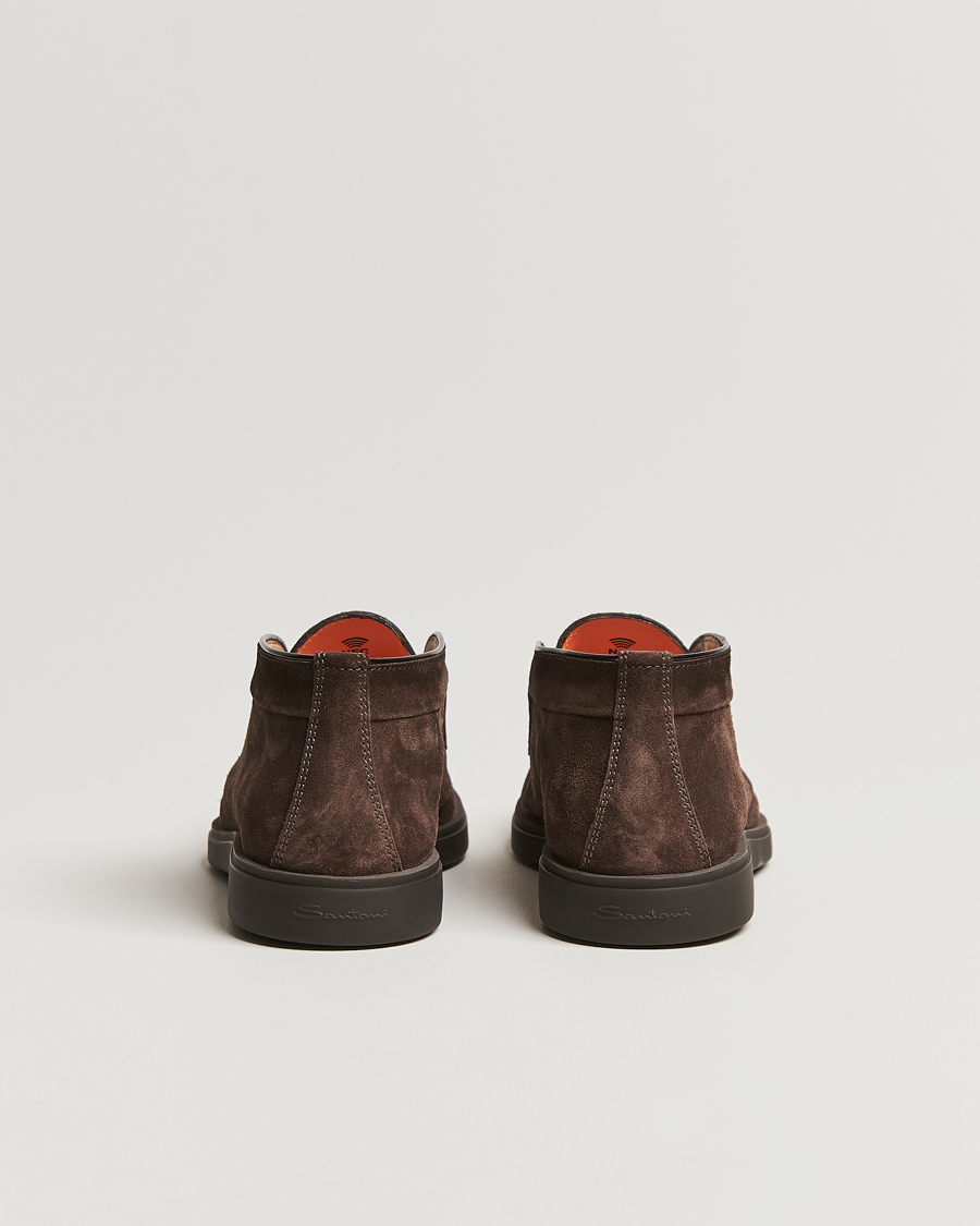 Herren | Santoni Open Chukka Boots Dark Brown Suede | Santoni | Open Chukka Boots Dark Brown Suede