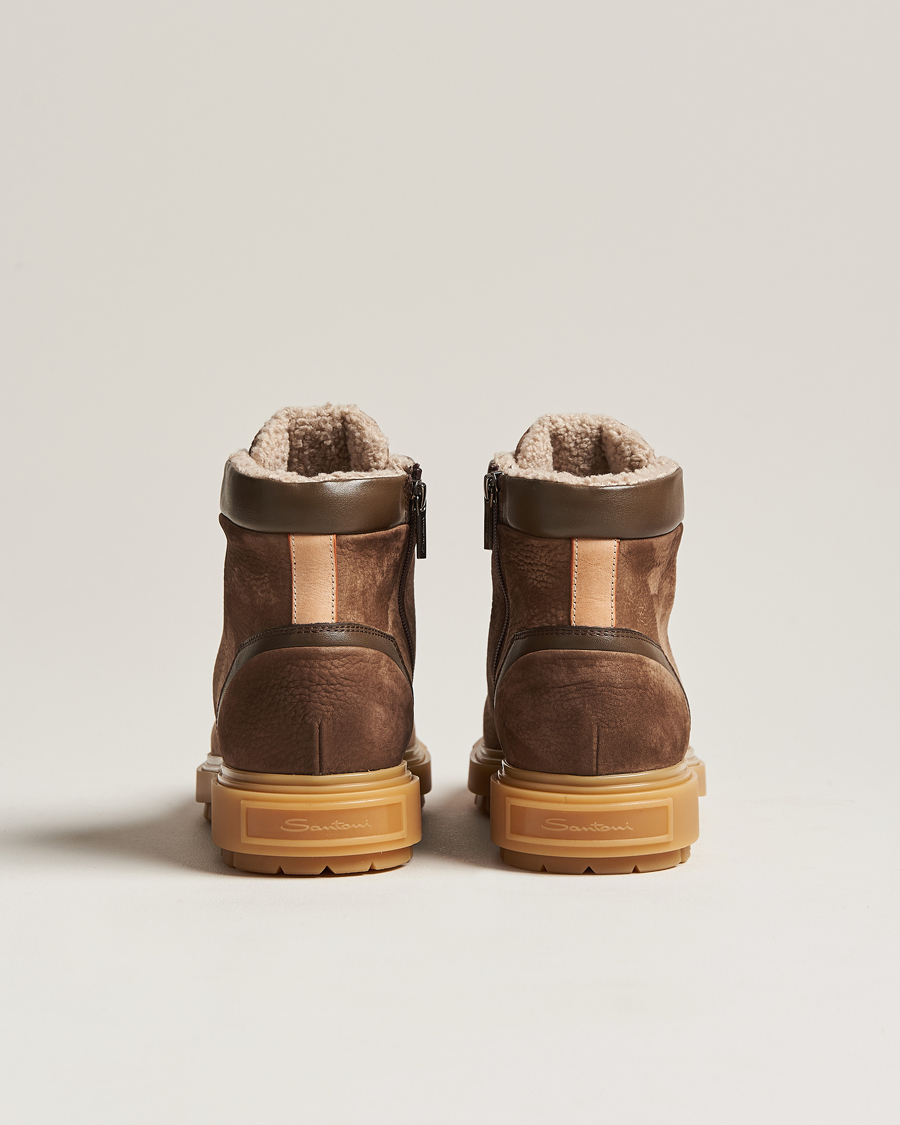 Herren | Santoni St Moritz Winter Boots Brown Nubuck | Santoni | St Moritz Winter Boots Brown Nubuck