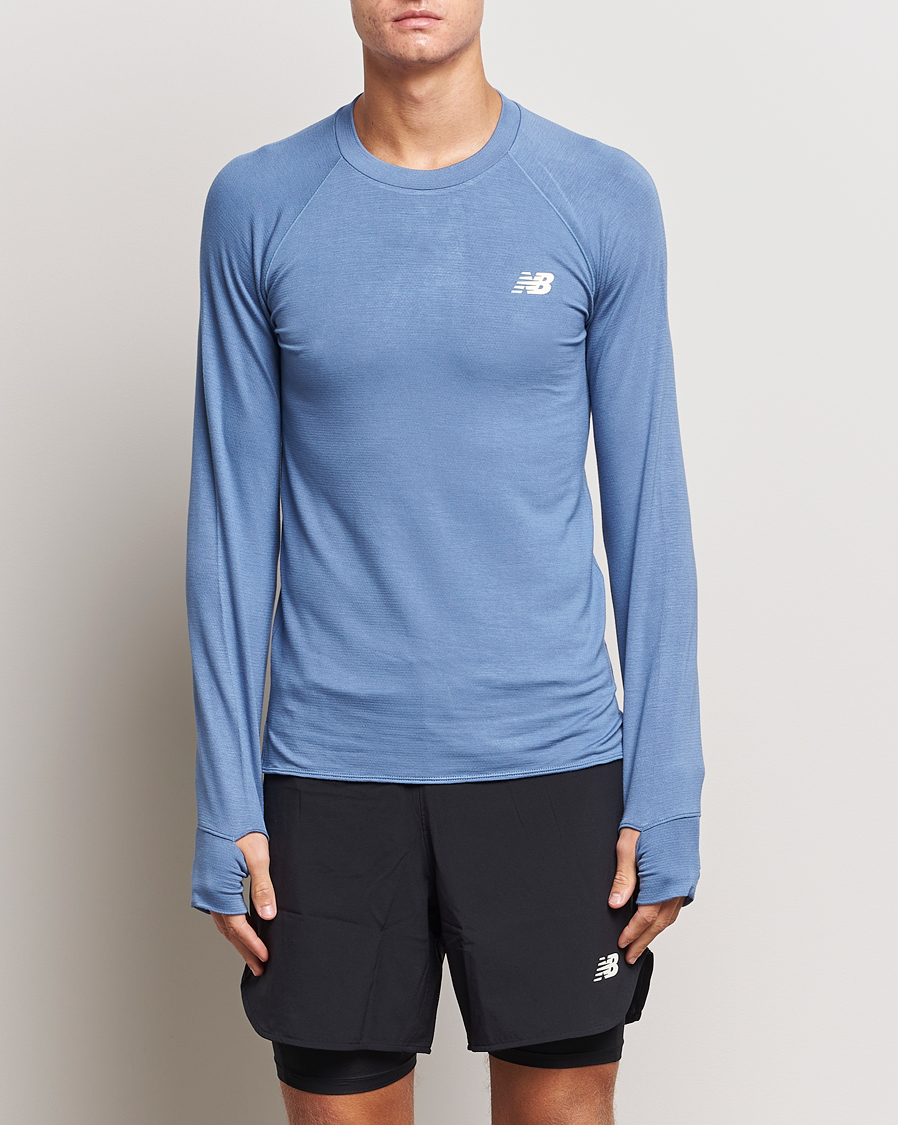Herren | Langarm T-Shirt | New Balance | Running Q Speed Jacquard Long Sleeve T-Shirt Mercury Blue