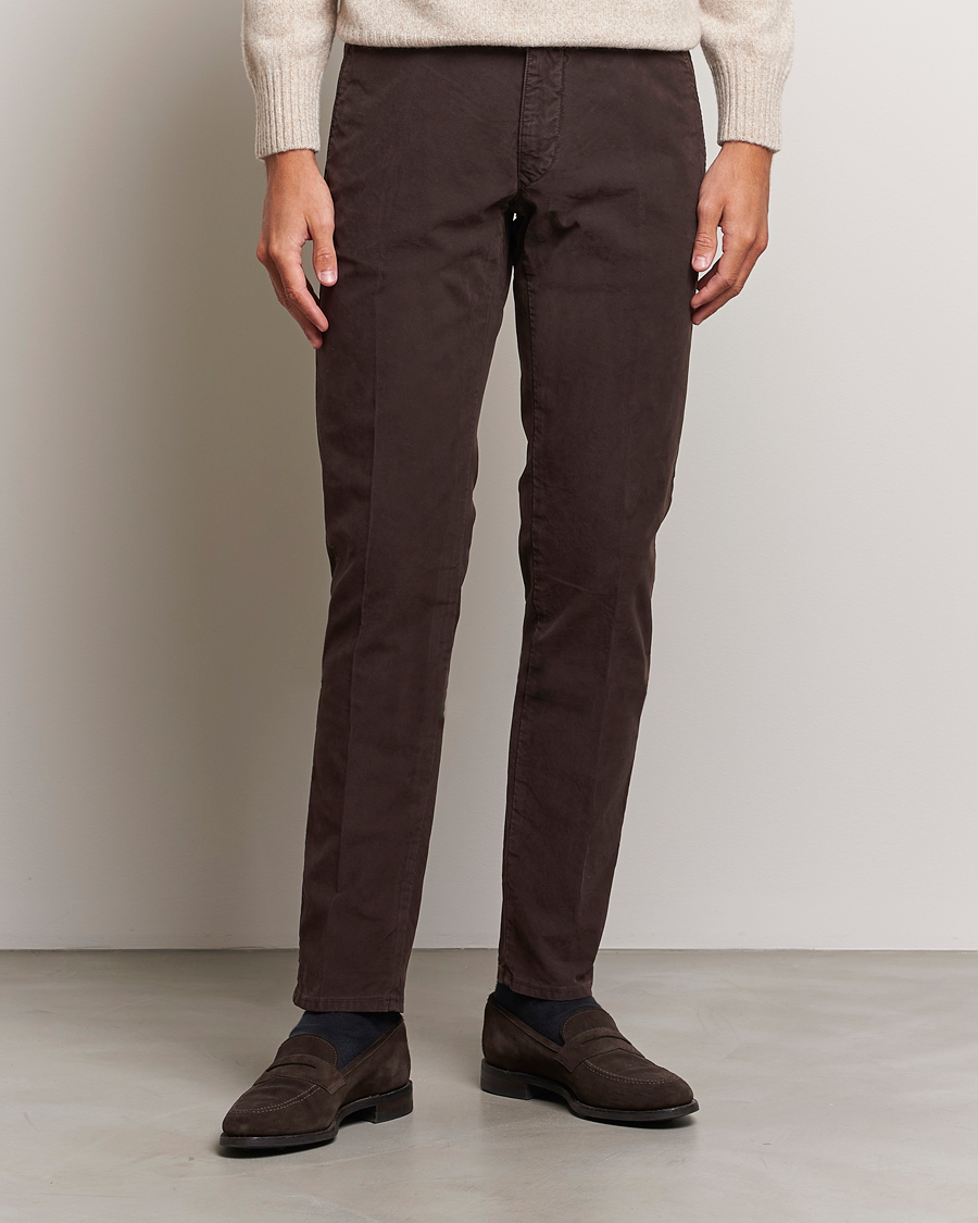 Herren | Hosen | Incotex | Slim Fit Garment Dyed Slacks Dark Brown