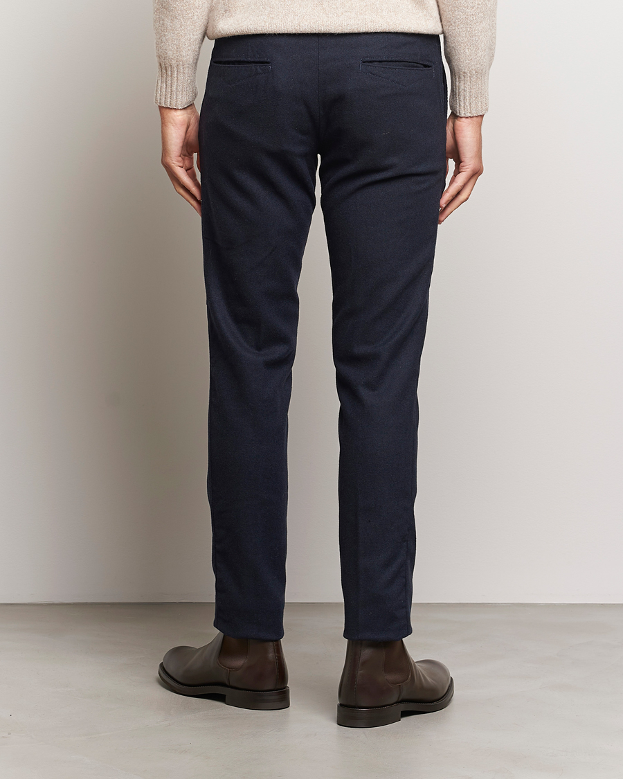 Herren | Hosen | Incotex | Slim Fit Washed Flannel Stretch Slacks Navy