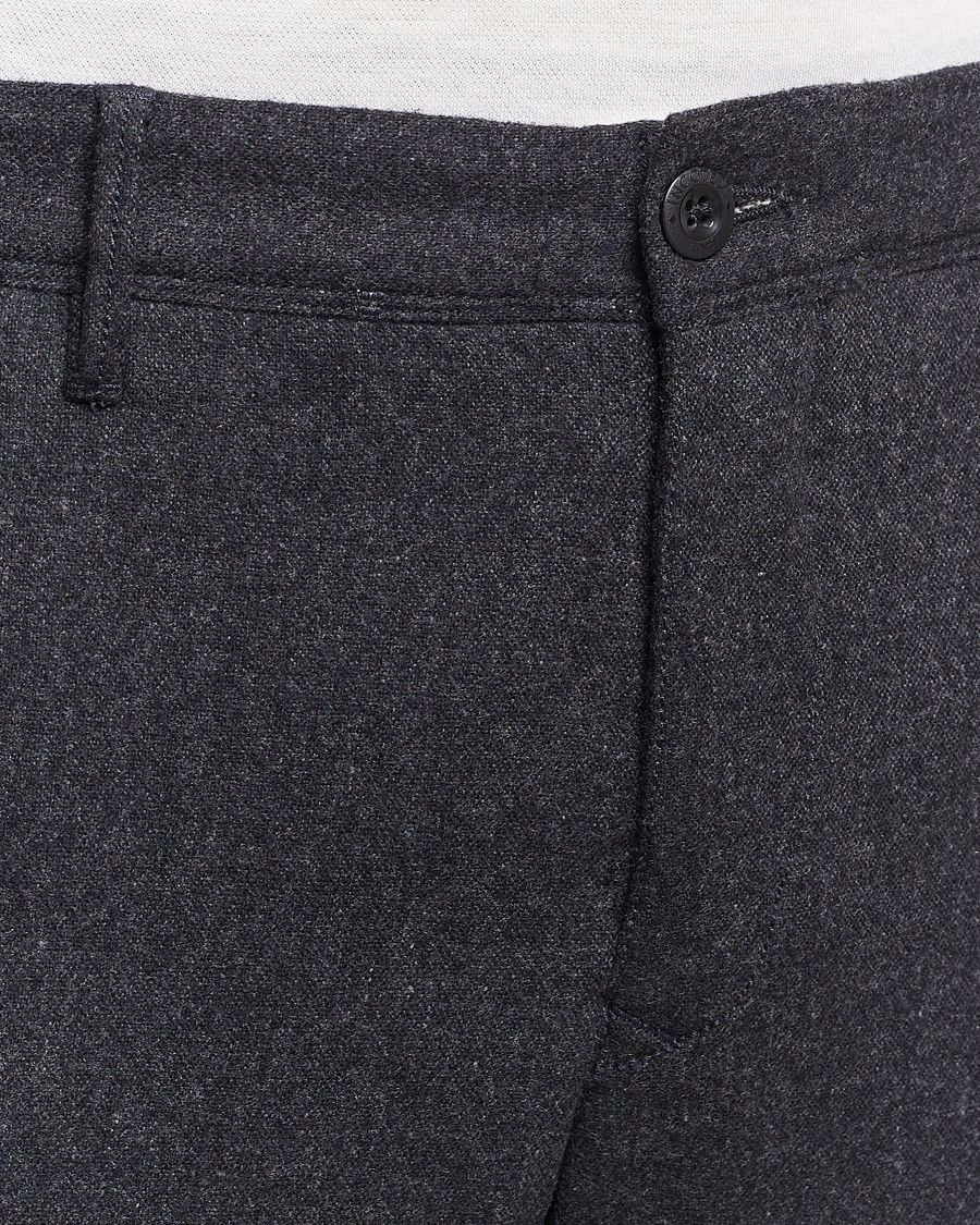Herren | Hosen | Incotex | Slim Fit Washed Flannel Stretch Slacks Dark Grey