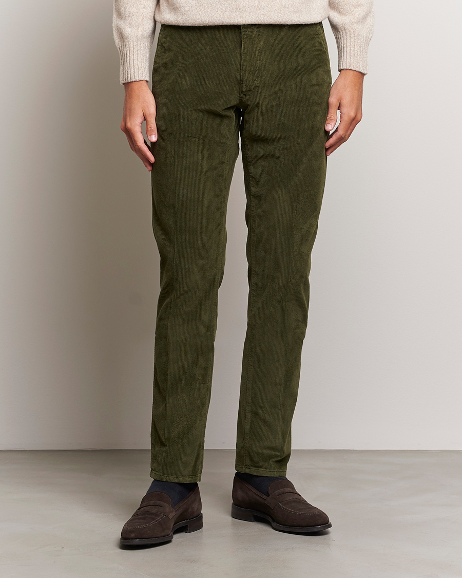 Herren | Hosen | Incotex | Slim Fit Leisure Cord Slacks Forest Green
