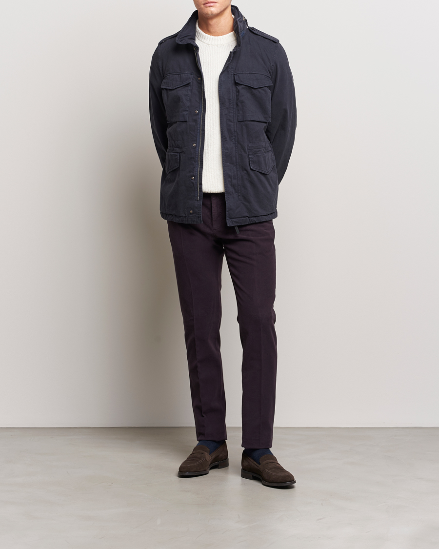 Herren | Hosen | Incotex | Slim Fit Luxury Moleskine Trousers Burgundy