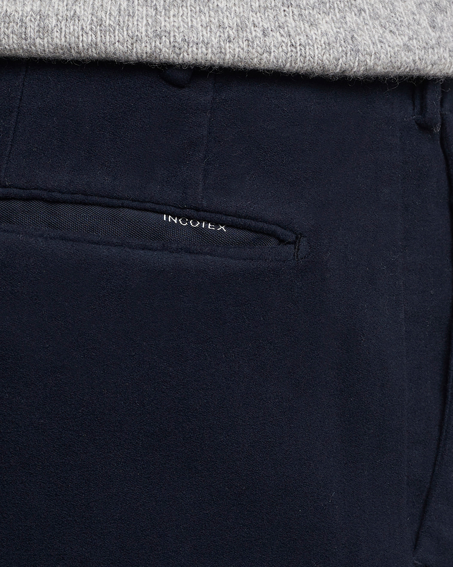 Herren | Hosen | Incotex | Slim Fit Luxury Moleskine Trousers Navy