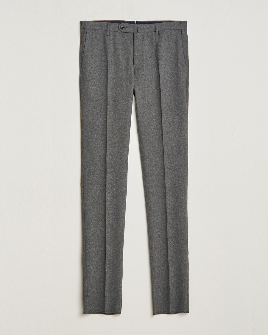 Herren | Hosen | Incotex | Slim Fit Washable Flannel Trousers Grey Melange