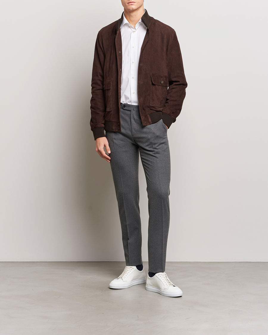 Herren | Hosen | Incotex | Slim Fit Washable Flannel Trousers Grey Melange