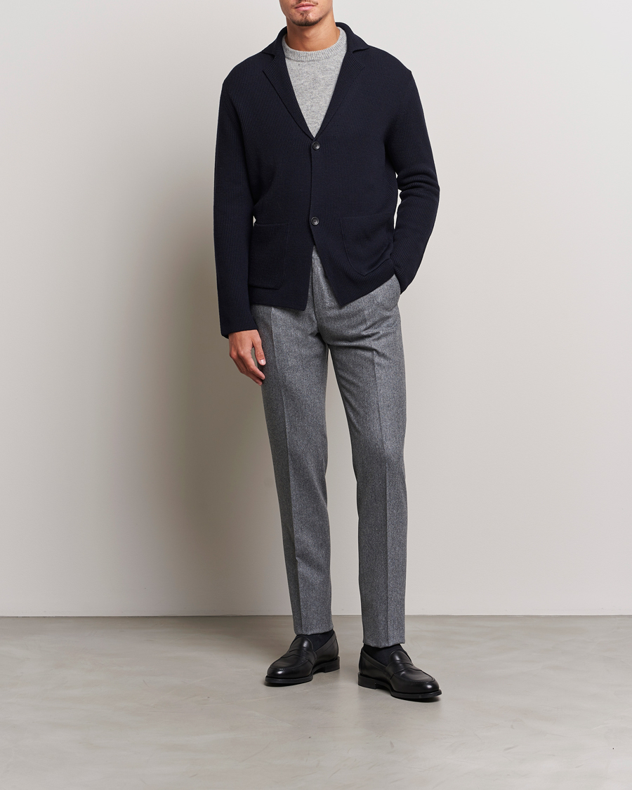 Herren | Hosen | Incotex | Slim Fit Carded Flannel Trousers Grey Melange