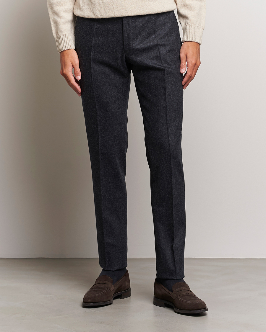 Herren | Hosen | Incotex | Slim Fit Carded Flannel Trousers Dark Grey