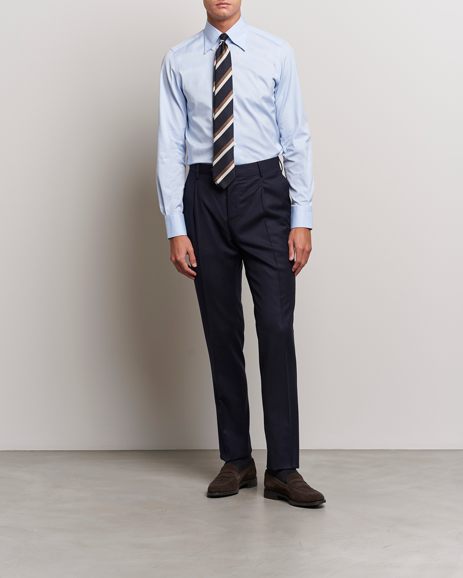 Herren | Hemden | Finamore Napoli | Milano Slim Oxford Button Down Shirt Light Blue