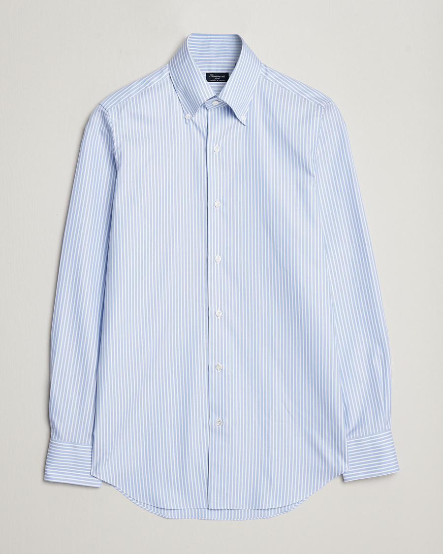 Herren | Hemden | Finamore Napoli | Milano Slim Oxford Button Down Shirt Blue Stripe