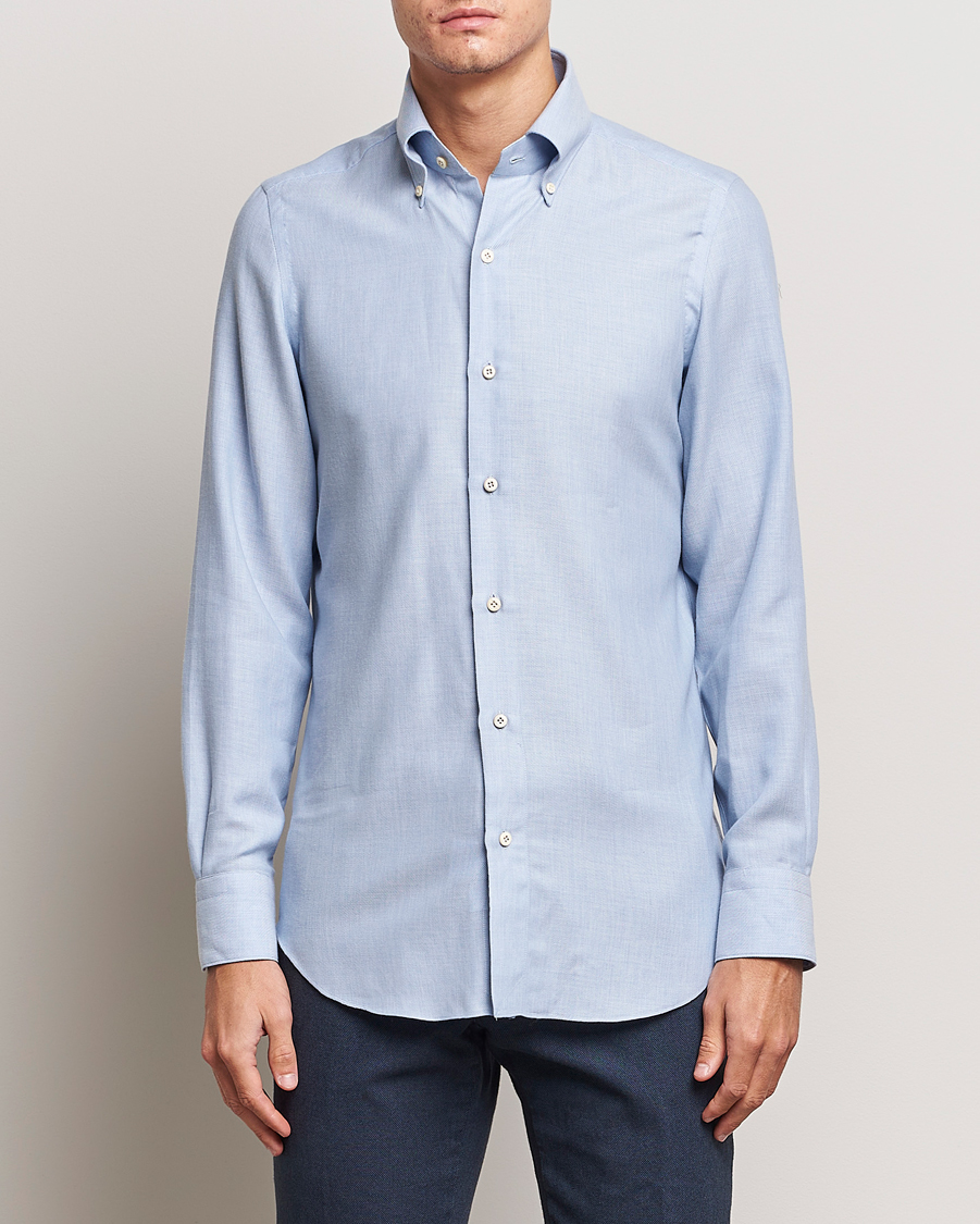Herren | Hemden | Finamore Napoli | Milano Slim Cashmere BD Shirt Light Blue
